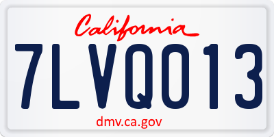 CA license plate 7LVQ013