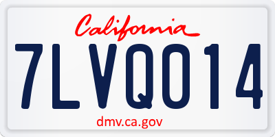 CA license plate 7LVQ014