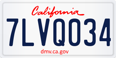CA license plate 7LVQ034