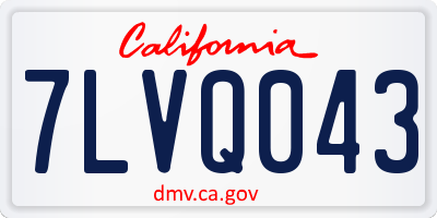 CA license plate 7LVQ043