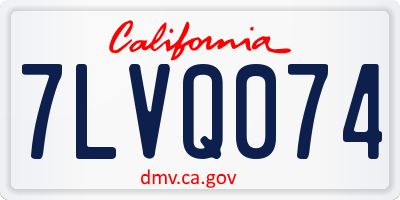 CA license plate 7LVQ074
