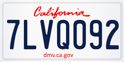 CA license plate 7LVQ092