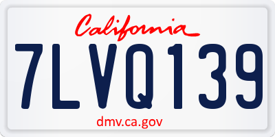 CA license plate 7LVQ139