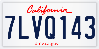 CA license plate 7LVQ143