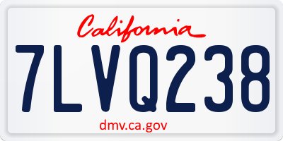 CA license plate 7LVQ238