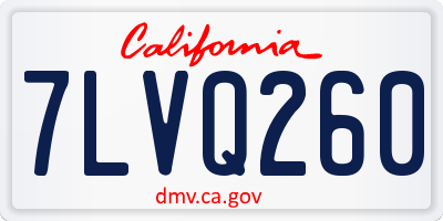 CA license plate 7LVQ260