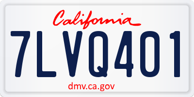 CA license plate 7LVQ401
