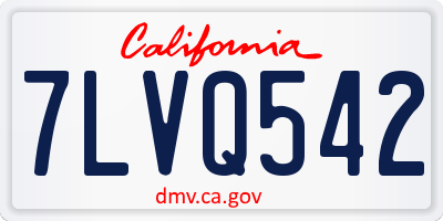 CA license plate 7LVQ542