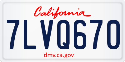 CA license plate 7LVQ670
