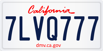 CA license plate 7LVQ777
