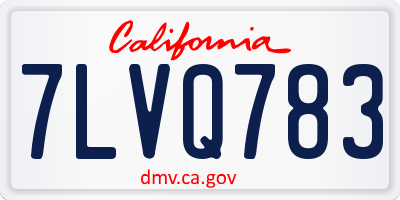 CA license plate 7LVQ783