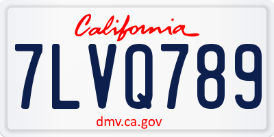 CA license plate 7LVQ789