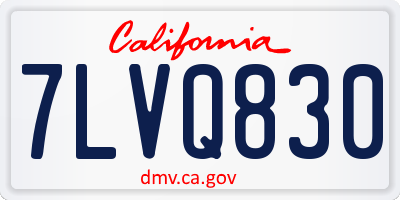 CA license plate 7LVQ830