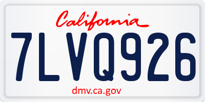 CA license plate 7LVQ926