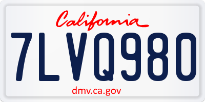 CA license plate 7LVQ980