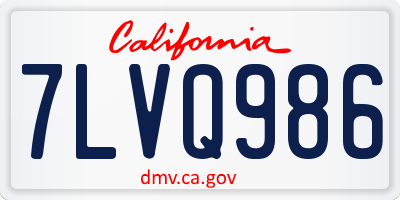 CA license plate 7LVQ986