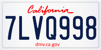 CA license plate 7LVQ998