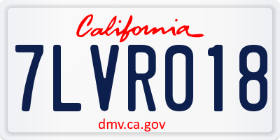 CA license plate 7LVR018