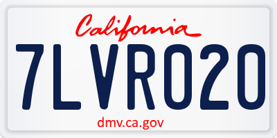 CA license plate 7LVR020