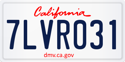 CA license plate 7LVR031