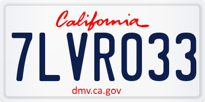 CA license plate 7LVR033