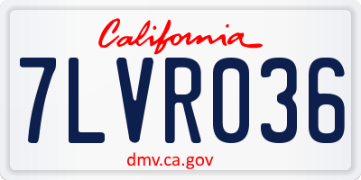 CA license plate 7LVR036
