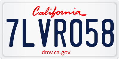 CA license plate 7LVR058
