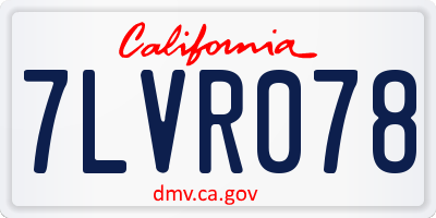 CA license plate 7LVR078
