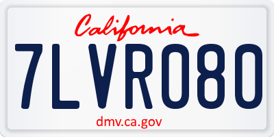 CA license plate 7LVR080