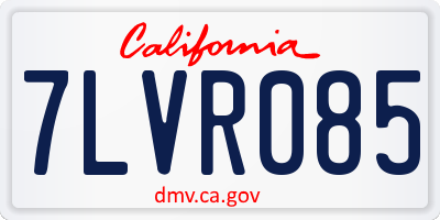 CA license plate 7LVR085