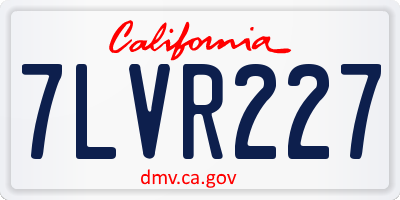 CA license plate 7LVR227