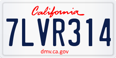 CA license plate 7LVR314
