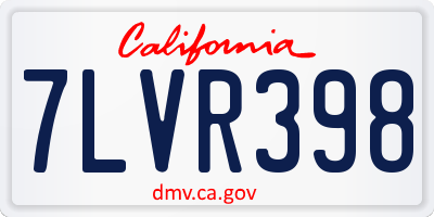 CA license plate 7LVR398