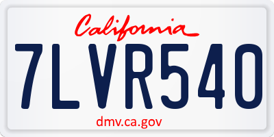 CA license plate 7LVR540