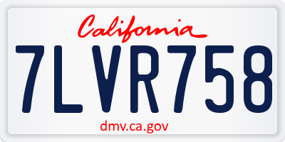 CA license plate 7LVR758