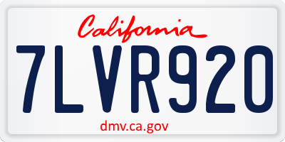 CA license plate 7LVR920
