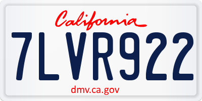 CA license plate 7LVR922