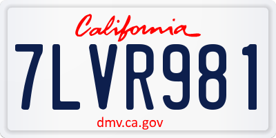 CA license plate 7LVR981