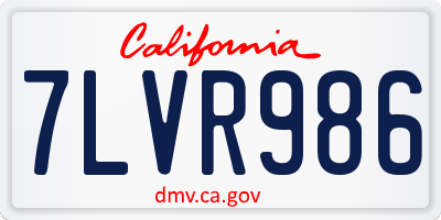 CA license plate 7LVR986