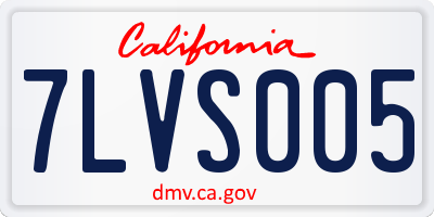 CA license plate 7LVS005