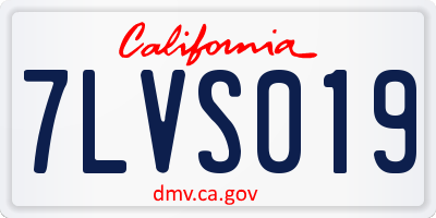 CA license plate 7LVS019