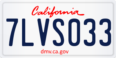 CA license plate 7LVS033
