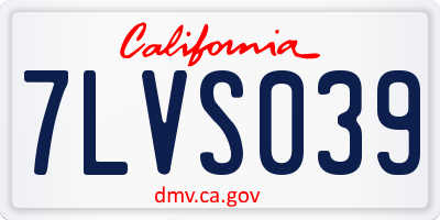 CA license plate 7LVS039