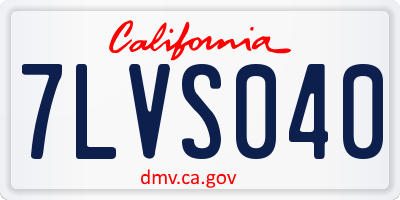 CA license plate 7LVS040