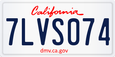 CA license plate 7LVS074