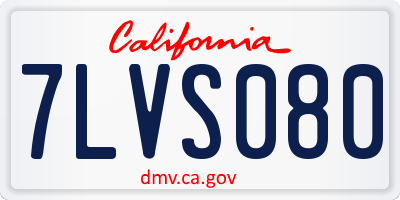 CA license plate 7LVS080