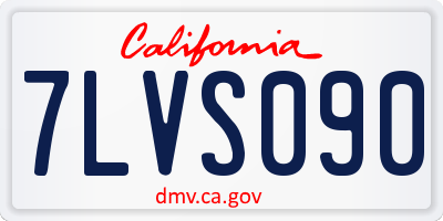 CA license plate 7LVS090