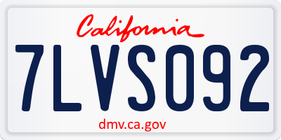 CA license plate 7LVS092