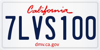 CA license plate 7LVS100