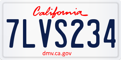 CA license plate 7LVS234